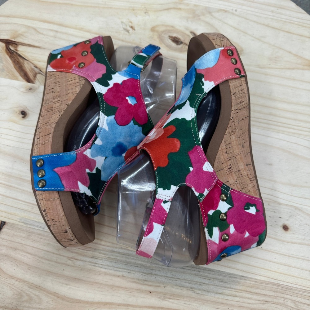 Corkys Carley Wedge Sandals Womens 8 Multicolor Floral Studded Cork Platform - Picture 8 of 12